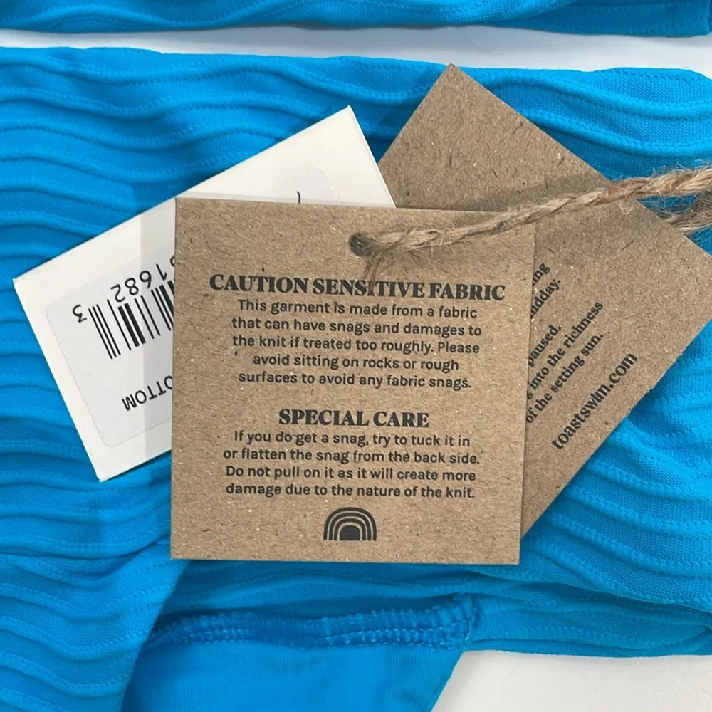 NWT Toast Swim Bikini Size S Ocean Wave Scoop Top Banded Waist Bottom